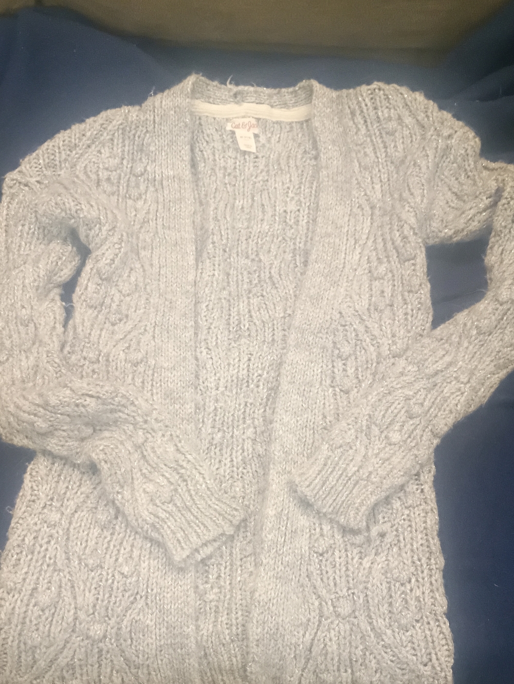 Cat & Jack Light Gray Cable-Knit Open Cardigan Sweater